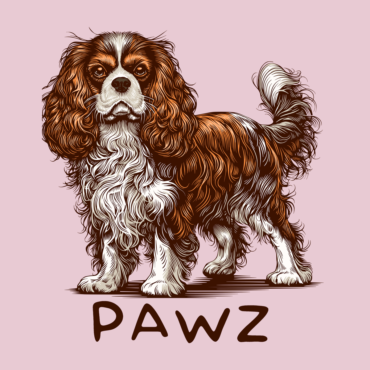 King Charles Cavalier - Light Pink (Adult Short Sleeve T-Shirt)