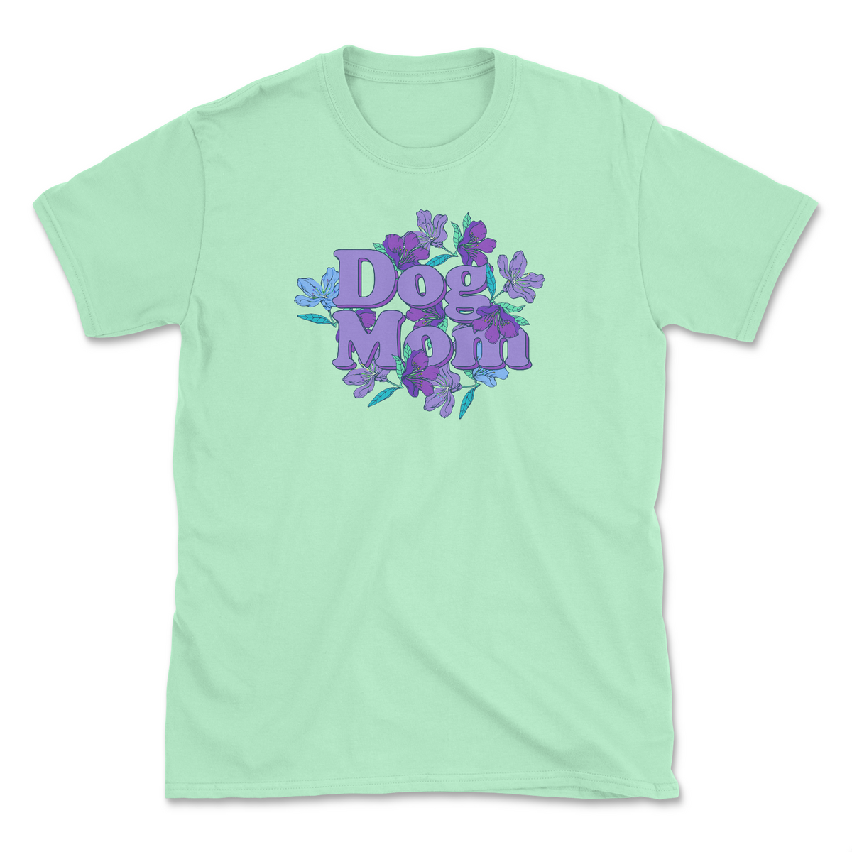 Orchid Dog Mom - Mint (Front Print) (Adult Short Sleeve T-Shirt)