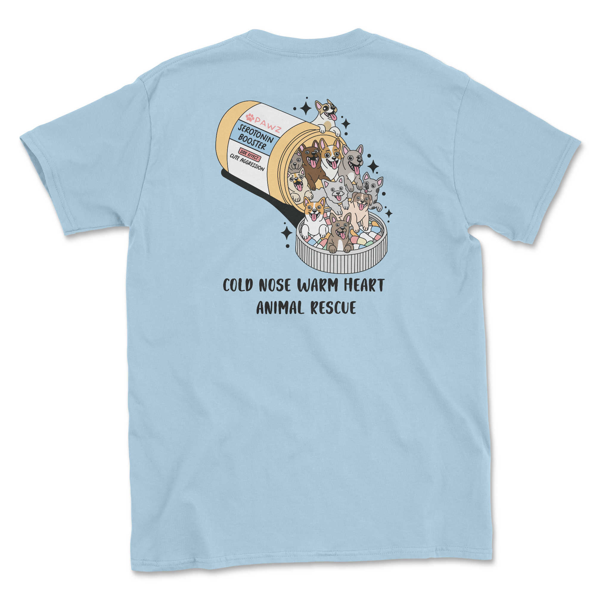 Serotonin Pawz - Light Blue (Cold Nose Warm Heart) (Adult Short Sleeve T-Shirt)