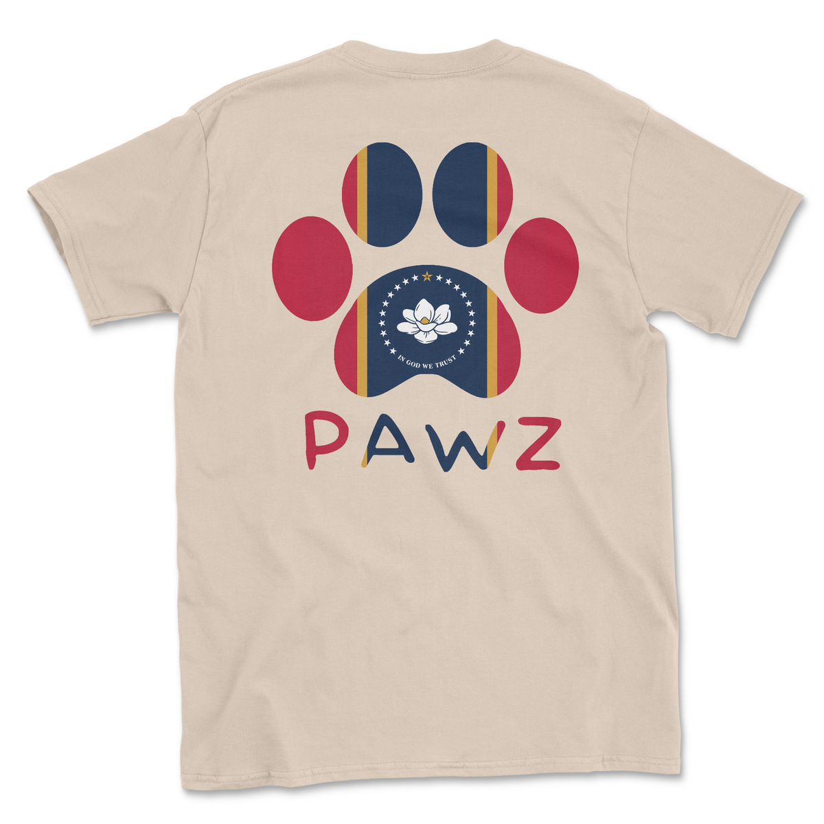 Mississippi Flag Paw (Adult Short Sleeve T-Shirt)