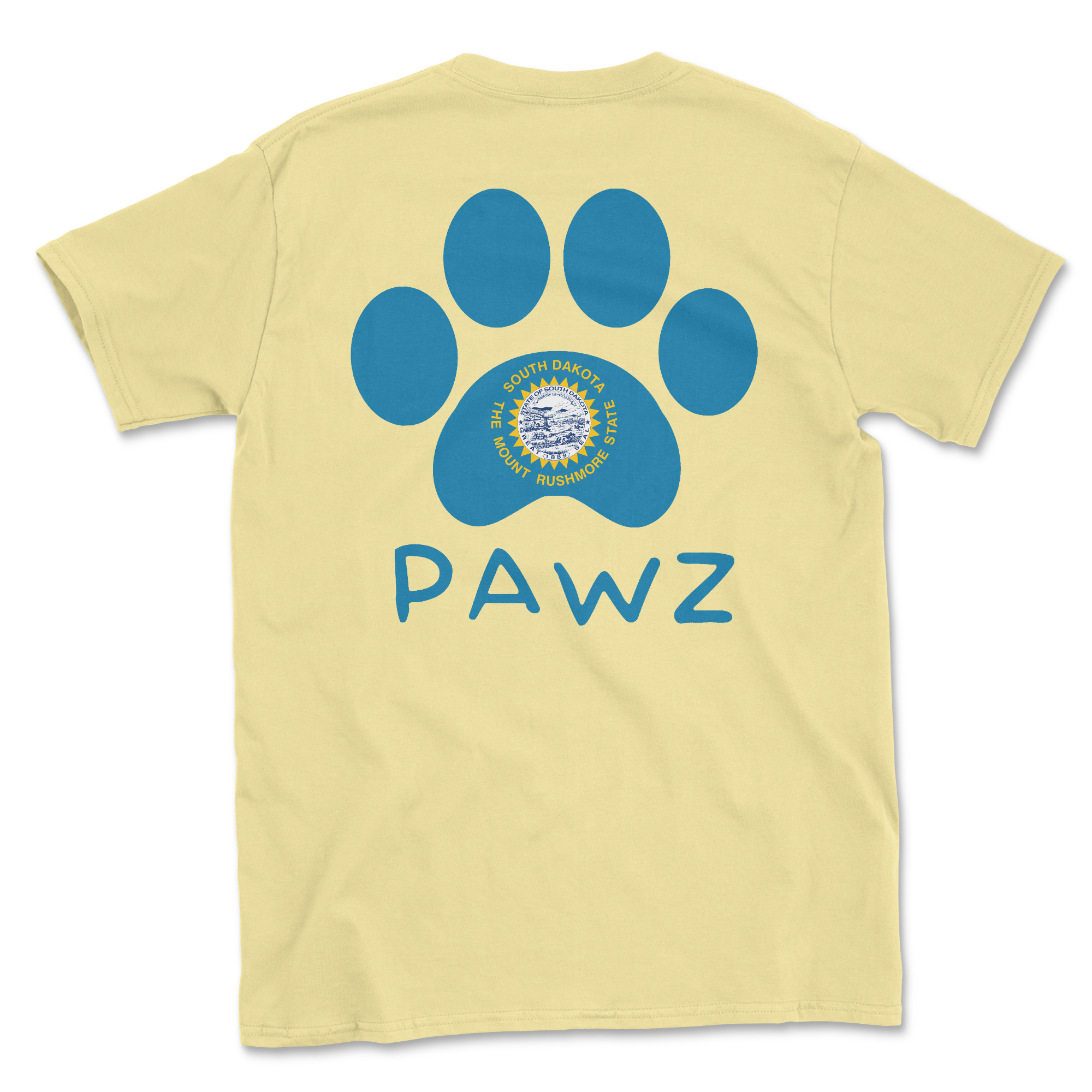 South Dakota Flag Paw (Adult Short Sleeve T-Shirt)