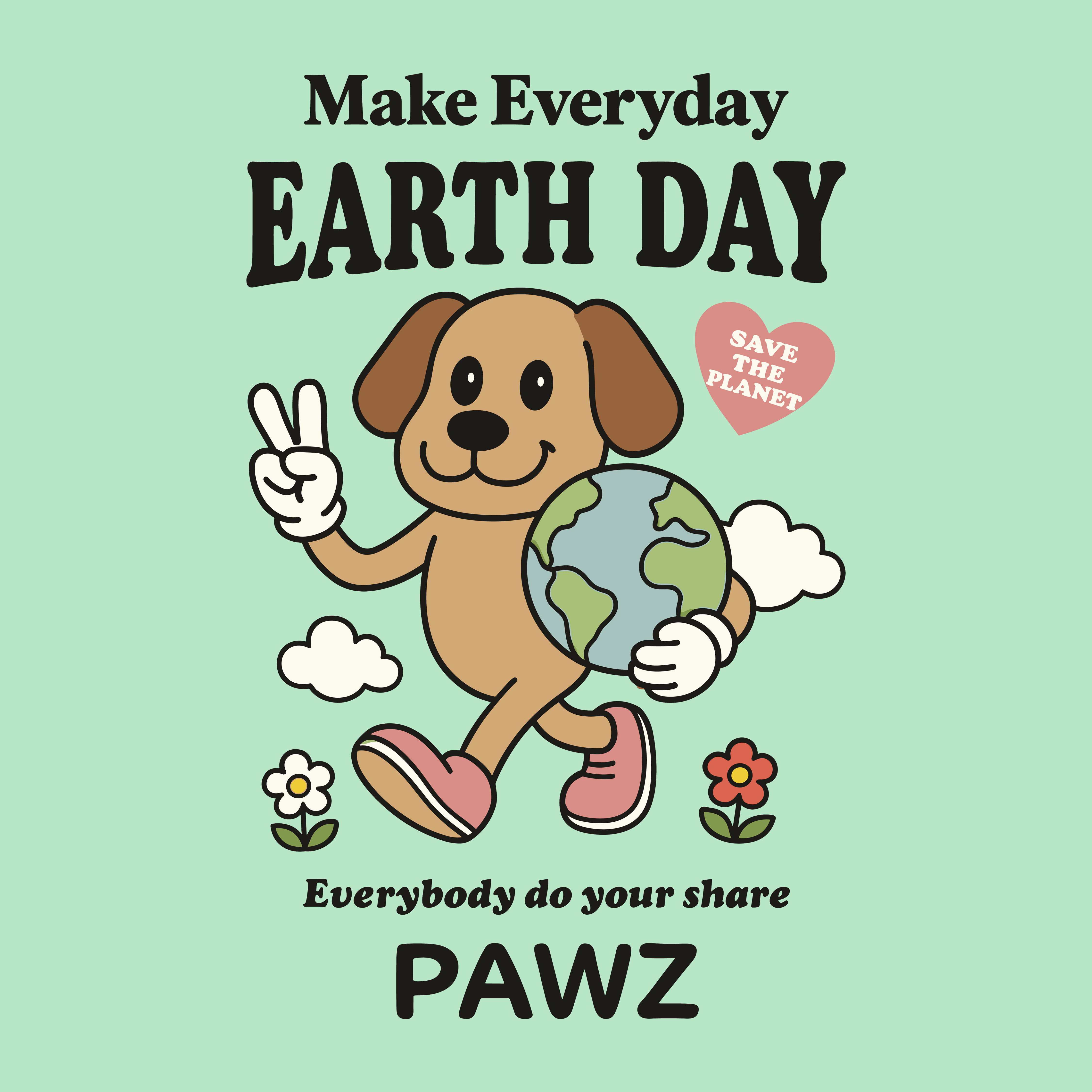 Peace, Earth, Pawz (Adult Short Sleeve T-Shirt)