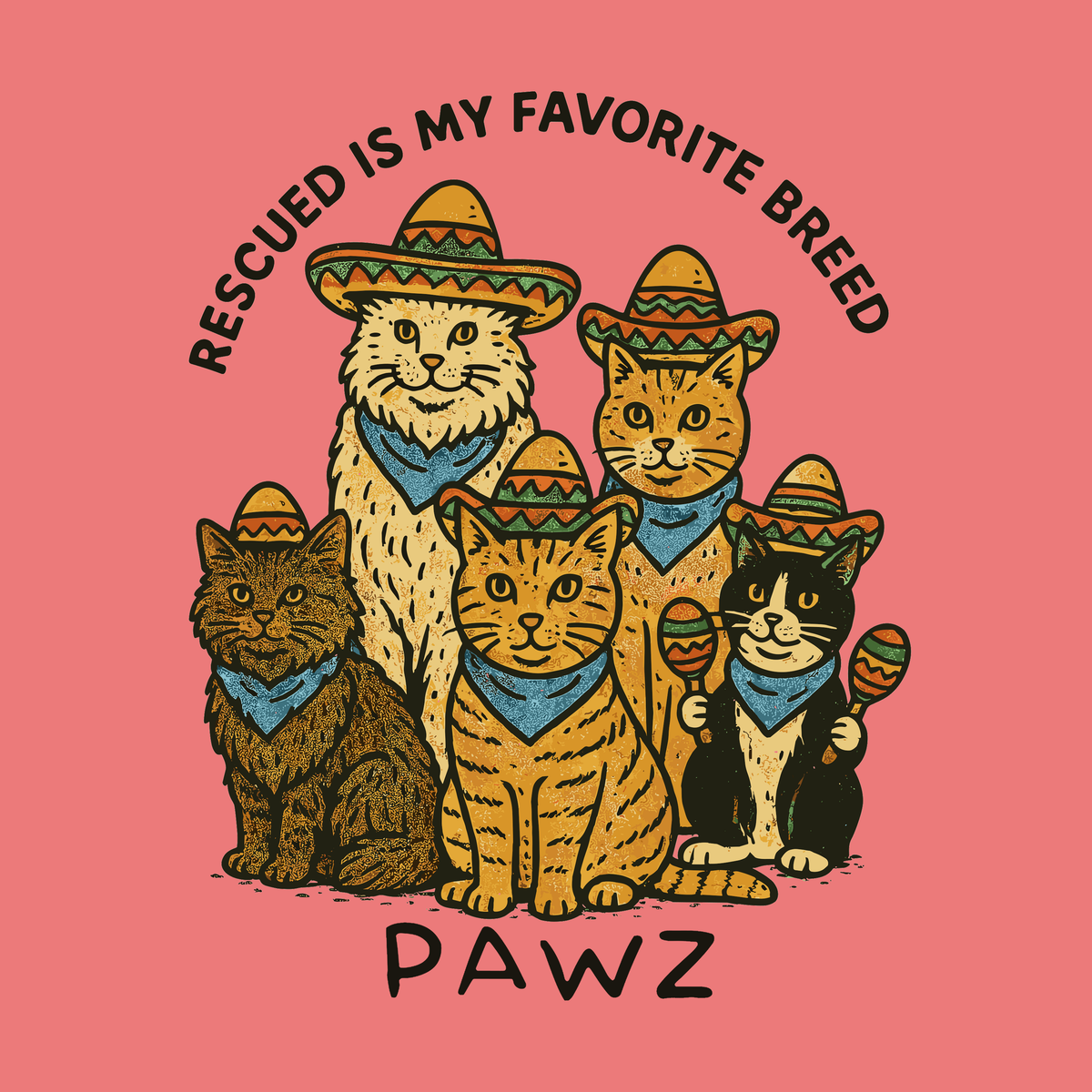 Fiesta Cats (Adult Short Sleeve T-Shirt)